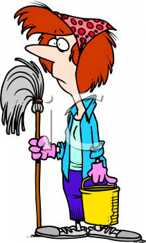 0511-0811-0316-4962_Cartoon_of_a_Housewife_with_Cleaning_Supplies_clipart_image