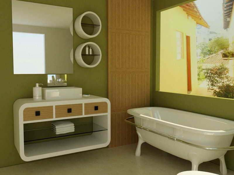 Bathroom-Paint-Ideas-for-Small-Bathrooms-with-green-wall