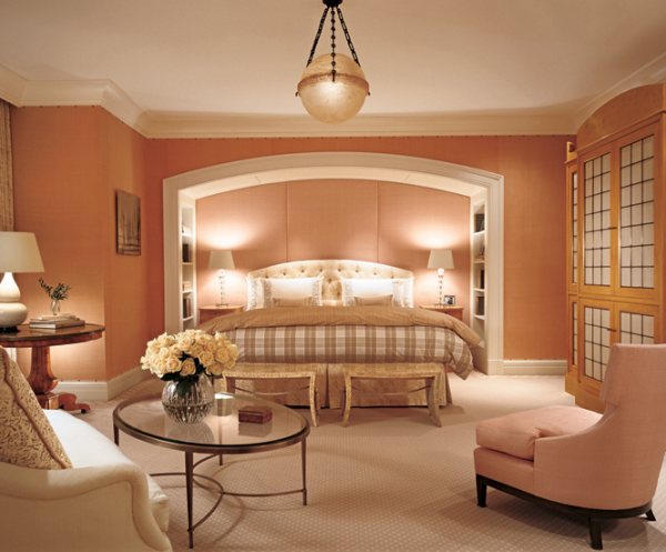 Best-Bedroom-Colors-Otange-Wall-Orange-Sofa-Cream-Carpet-Floor