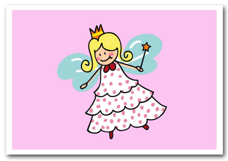 Framed-Art Print-03730-Flying Fairy Pink-Childrens-Giclee Paper-A
