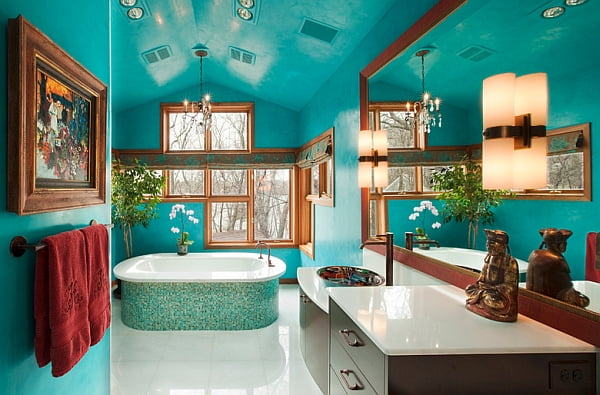 Gorgeous-freestanding-bathtub-accentuates-the-color-scheme-of-the-bathroom-in-Blue-Interior