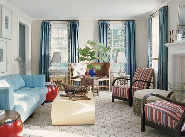 bright-blue-curtains-for-living-room