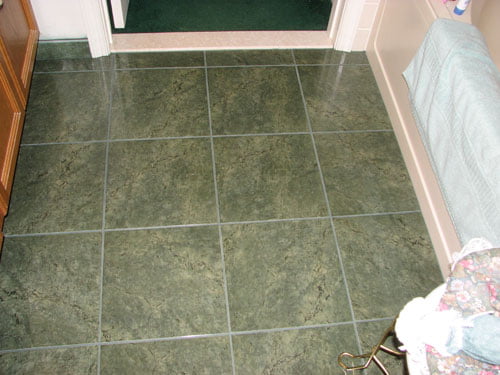 green tile floor