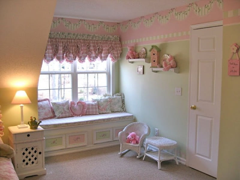 gilrs-bedroom-awesome-shabby-chic-girls-bedroom-ideas-with-white-furniture-and-square-raised-panel-bench-also-lovely-pink-plaid-windows-cornice-lovely-image-gallery-from-shabby-chic-girls-bedr