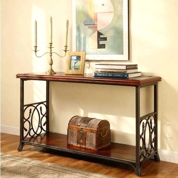 American-country-furniture-wrought-iron-console-table-solid-wood-entrance-door-entrance-hall-cabinet-shelving-units
