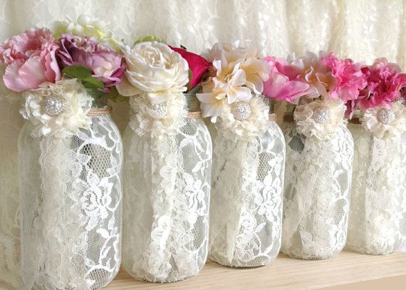 5-ivory-lace-covered-ball-mason-jar-vases-wedding-decoration-engagement-anniversary-or-home-deocration