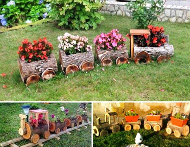 Log-Train-Garden-Yard-Art-flower-planter-650x503