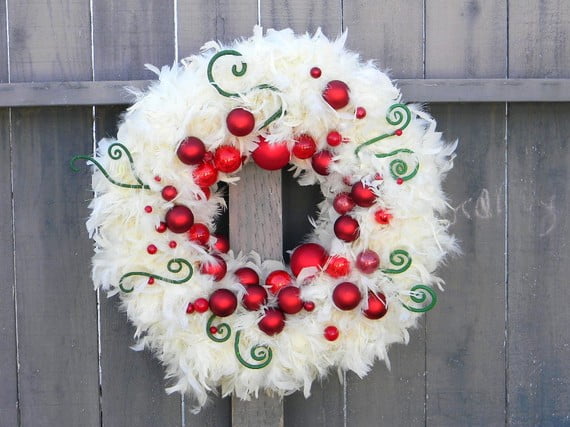 white-feather-christmas-wreath-with-red-balls